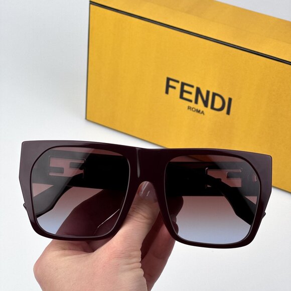 Fendi BAGUETTE FE40124F 81T  Women BRAND NEW Sunglasses Square Matte Brown main image 7